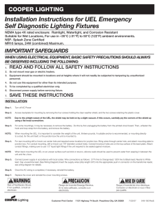 Installation Instructions for UEL Emergency Self Diagnostic Lighting Fixtures COOPER LIGHTING