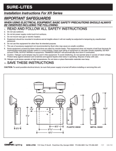 SURE-LITES IMPORTANT SAFEGUARDS Installation Instructions For XR Series