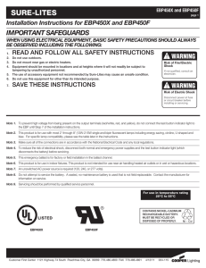 SURE-LITES IMPORTANT SAFEGUARDS Installation Instructions for EBP450X and EBP450F