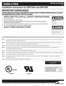 SURE-LITES IMPORTANT SAFEGUARDS Installation Instructions for EBP700X and EBP700F