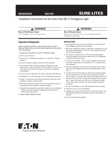 SURE-LITES Installation Instructions for the Sure-Lites SEL17 Emergency Light INS #