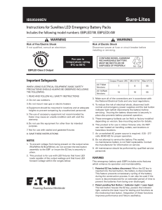 Sure-Lites Instructions for Surelites LED Emergency Battery Packs IB505009EN