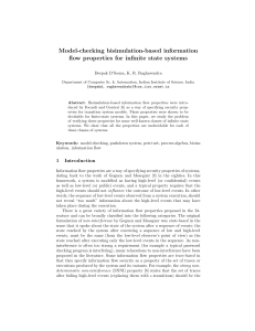 Model-checking bisimulation-based information flow properties for infinite state systems