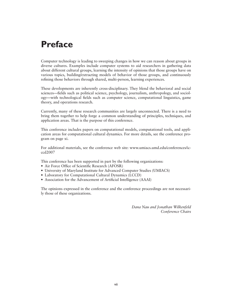 what is preface in thesis