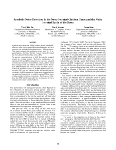 Symbolic Noise Detection in the Noisy Iterated Chicken Game and... Iterated Battle of the Sexes