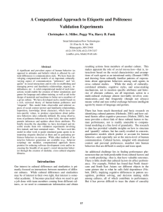 A Computational Approach to Etiquette and Politeness: Validation Experiments