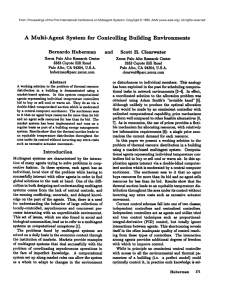 A  Multi-Agent System  for  Controlling Building Environments