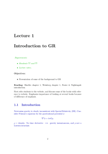 Lecture 1 Introduction to GR