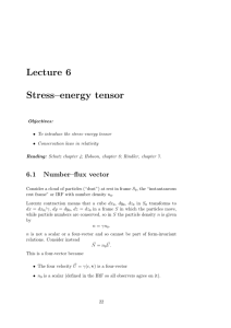 Lecture 6 Stress–energy tensor 6.1 Number–flux vector