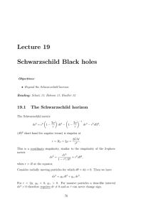 Lecture 19 Schwarzschild Black holes 19.1 The Schwarzschild horizon