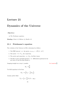 Lecture 21 Dynamics of the Universe 21.1 Friedmann’s equation