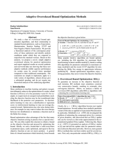 Adaptive Overrelaxed Bound Optimization Methods Abstract