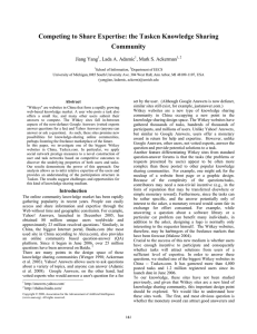 Competing to Share Expertise: the Taskcn Knowledge Sharing Community Jiang Yang