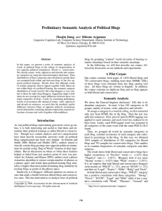 Preliminary Semantic Analysis of Political Blogs Maojin Jiang