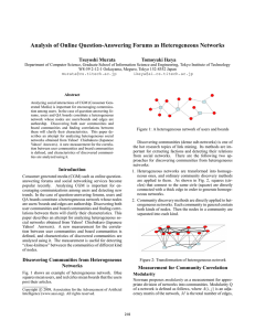 Analysis of Online Question-Answering Forums as Heterogeneous Networks Tsuyoshi Murata Tomoyuki Ikeya