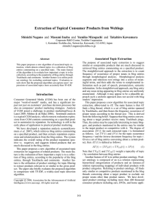 Extraction of Topical Consumer Products from Weblogs Shinichi Nagano