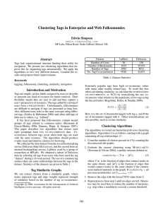 Clustering Tags in Enterprise and Web Folksonomies Edwin Simpson Abstract