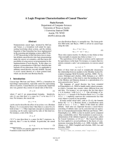 A Logic Program Characterization of Causal Theories