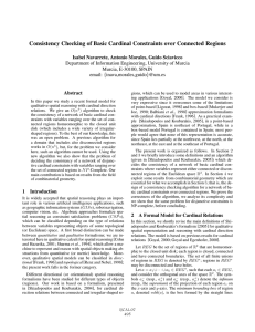 Consistency Checking of Basic Cardinal Constraints over Connected Regions