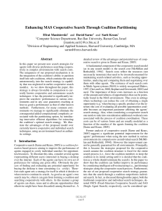 Enhancing MAS Cooperative Search Through Coalition Partitioning