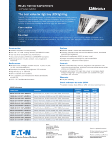 The best value in high bay LED lighting. Technical bulletin