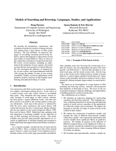 Models of Searching and Browsing: Languages, Studies, and Applications