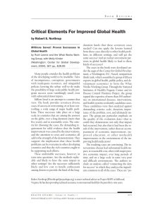 Critical Elements For Improved Global Health by Robert S. Northrup