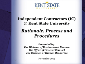 Rationale, Process and Procedures  Independent Contractors (IC)