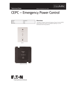 CEPC – Emergency Power Control Technical Data Overview