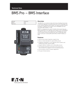 BMS Pro – BMS Interface Technical Data Overview