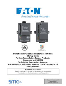 ProtoNode FPC-N34 and ProtoNode FPC-N35 Startup Guide For Interfacing Eaton-Cooper Products: