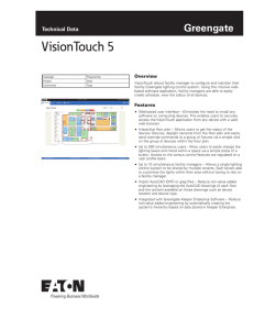 VisionTouch 5 Greengate Technical Data Overview