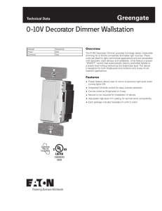 0-10V Decorator Dimmer Wallstation Greengate Technical Data Overview