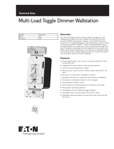 Multi-Load Toggle Dimmer Wallstation Technical Data Overview