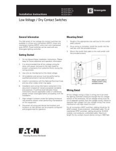 Low Voltage / Dry Contact Switches INS # General Information Mounting Detail