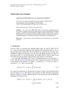 Third order trace formula ARUP CHATTOPADHYAY and KALYAN B SINHA