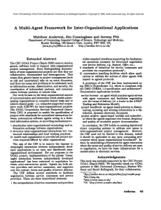 A  Multi-Agent Framework  for  Inter-Organizational Applications Matthew  Anderton,