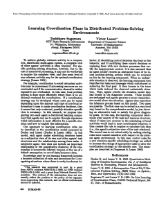 Learning Coordination Plans  in  Distributed Problem-Solving