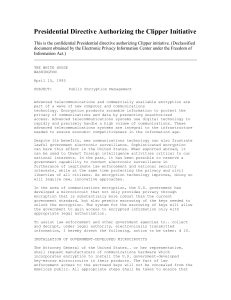 Presidential Directive Authorizing the Clipper Initiative