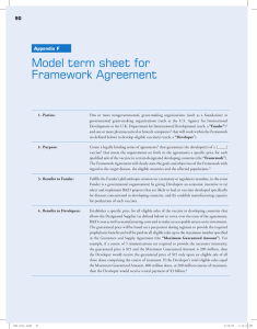 Model term sheet for Framework Agreement 90 Appendix F
