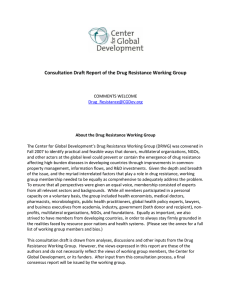 Consultation Draft Report of the Drug Resistance Working Group