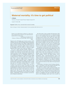 Maternal mortality: it’s time to get political A Weeks