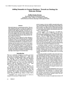 Adding Semantics  to  Genome Databases:  Towards an ... Molecular Biology