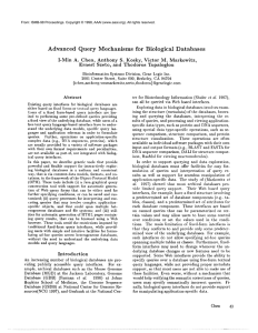 Advanced Query  Mechanisms for Biological