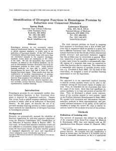 Identification of  Divergent  Functions  in  Homologous ... Induction over  Conserved  Modules