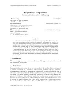 Propositional Independence J´ erˆ ome Lang