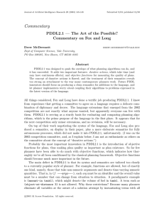 Commentary PDDL2.1 — The Art of the Possible? Abstract