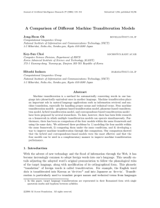 A Comparison of Diﬀerent Machine Transliteration Models Jong-Hoon Oh