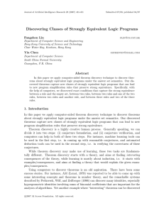 Discovering Classes of Strongly Equivalent Logic Programs Fangzhen Lin