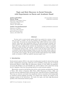 Topic and Role Discovery in Social Networks Andrew McCallum Xuerui Wang